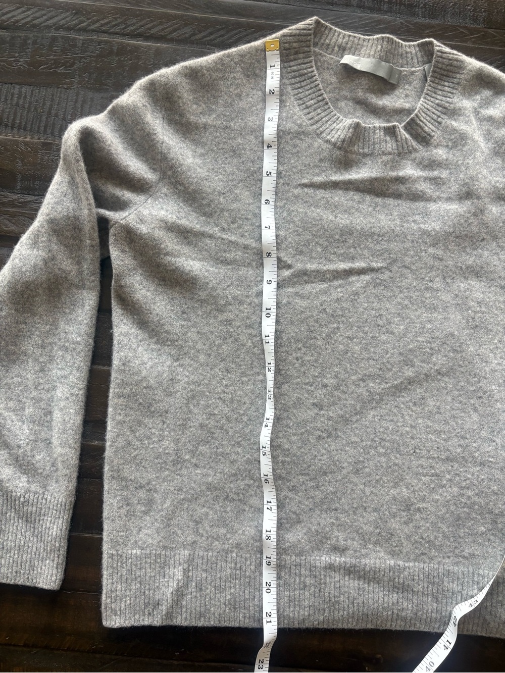 Vince 100% Cashmere Asymmetric Side Tie Sweater Women’s M Gray Crewneck - Picture 12 of 14
